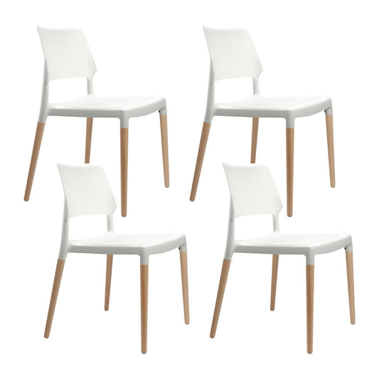 Marlook Dining Chairs Set of 4 Plastic Wooden Stackable White