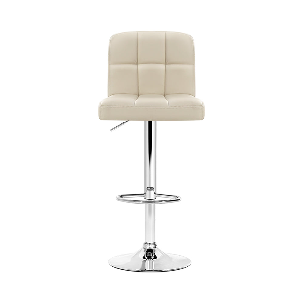 Marlook 2x Bar Stools Leather Gas Lift Beige
