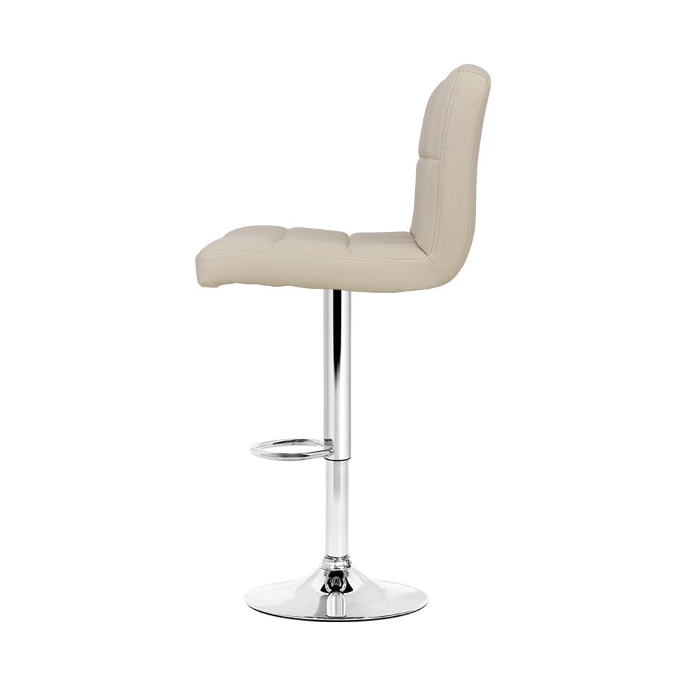 Marlook 2x Bar Stools Leather Gas Lift Beige