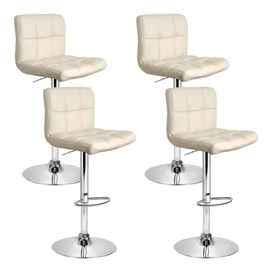 Marlook 4x Bar Stools Leather Gas Lift Beige