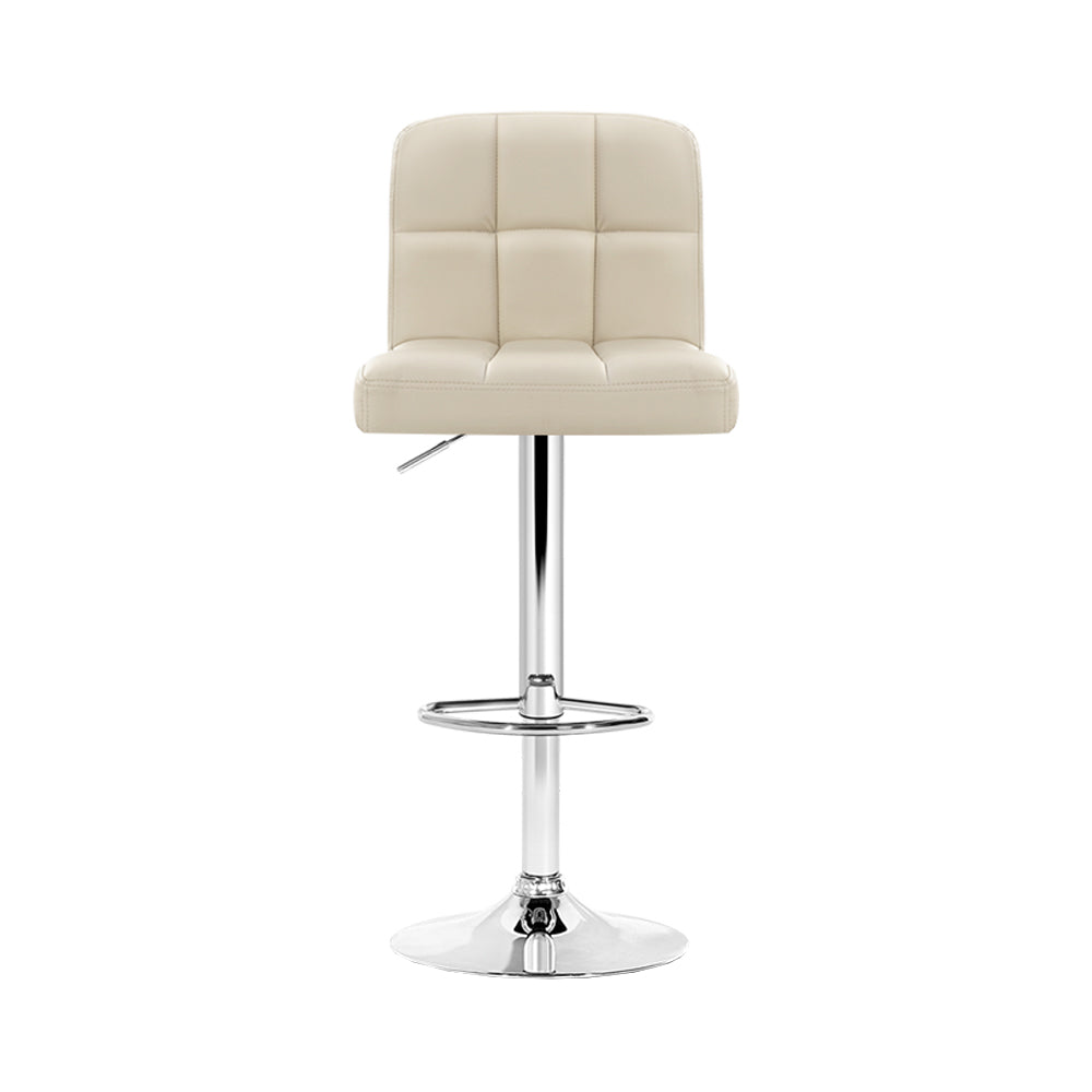 Marlook 4x Bar Stools Leather Gas Lift Beige