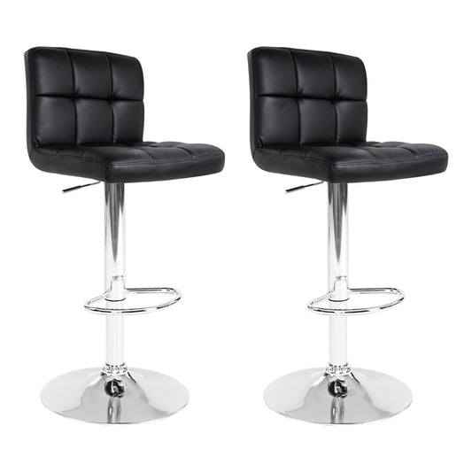 Marlook 2x Bar Stools Leather Gas Lift Black