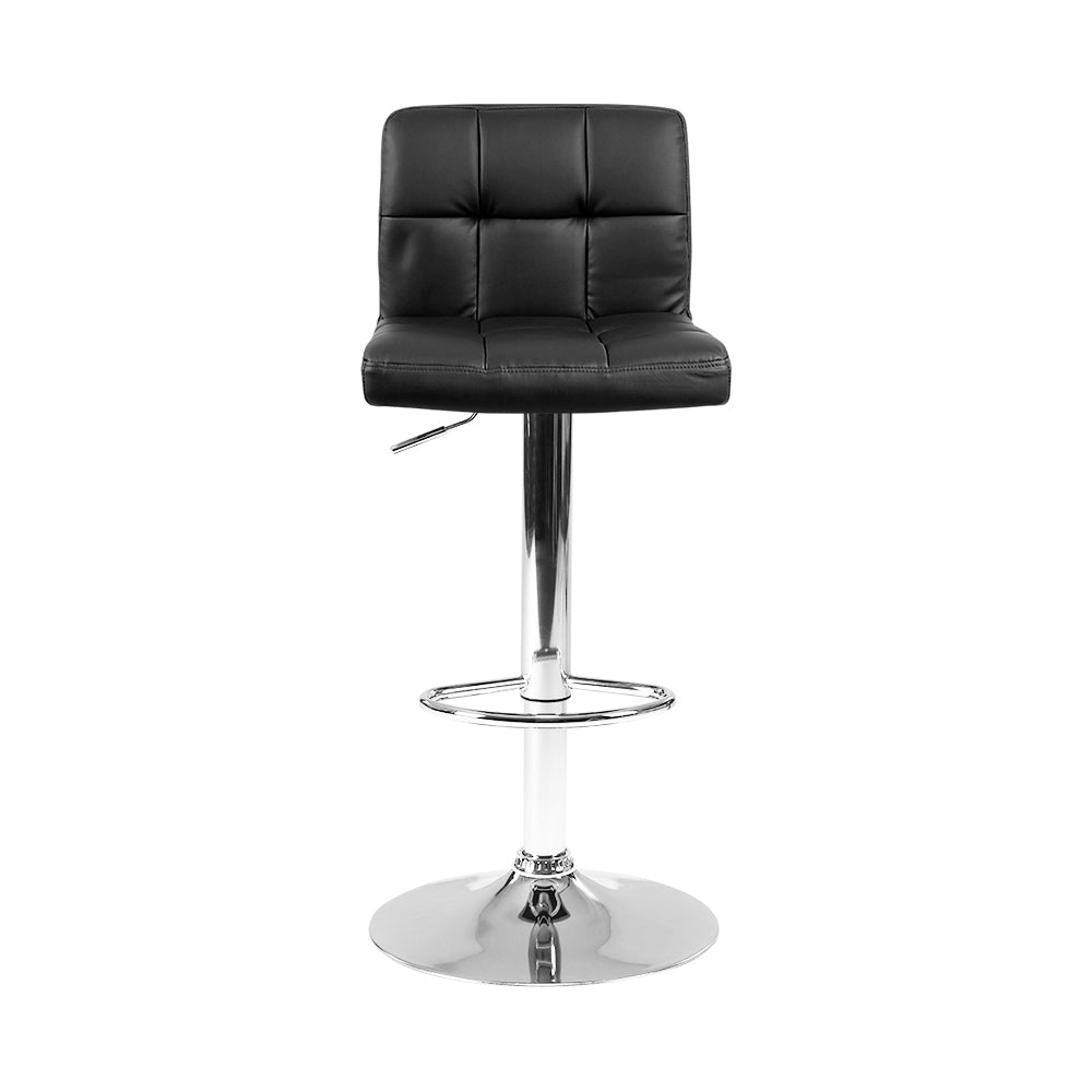 Marlook 2x Bar Stools Leather Gas Lift Black