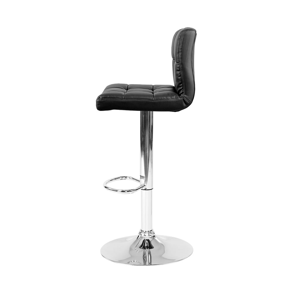 Marlook 2x Bar Stools Leather Gas Lift Black