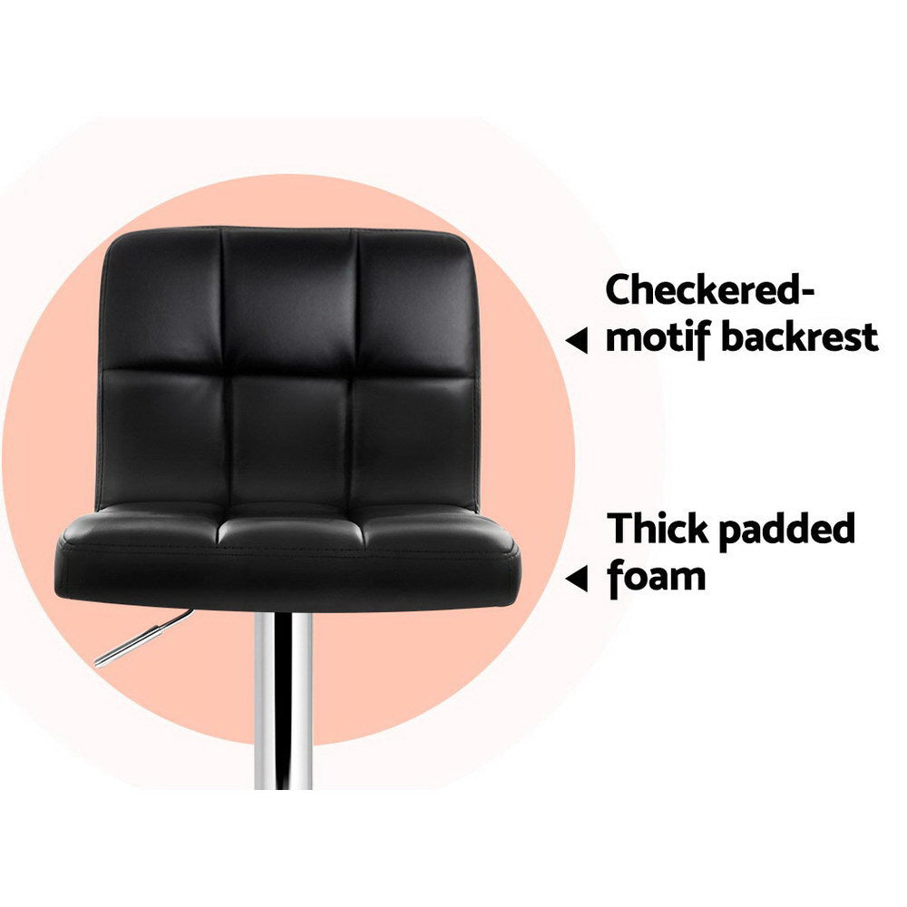 Marlook 2x Bar Stools Leather Gas Lift Black