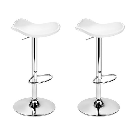 Marlook 2x Bar Stools Leather Gas Lift Chair White