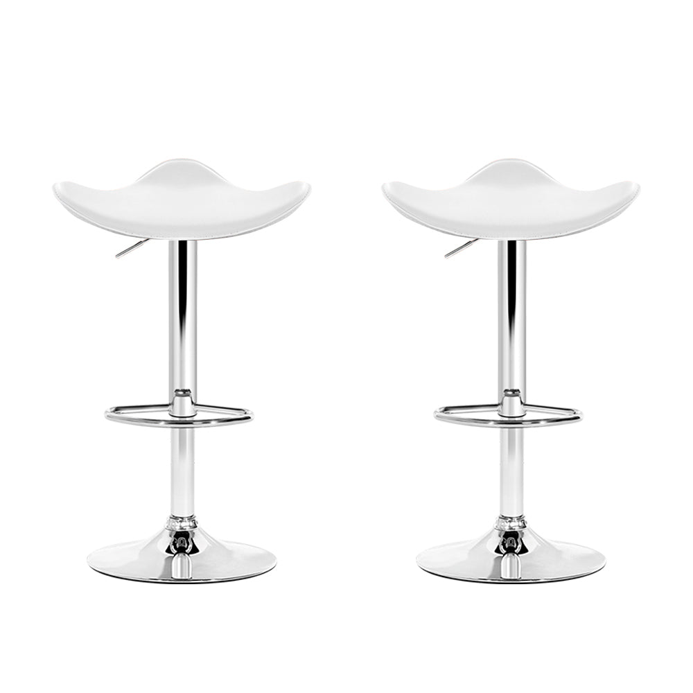 Marlook 2x Bar Stools Leather Gas Lift Chair White