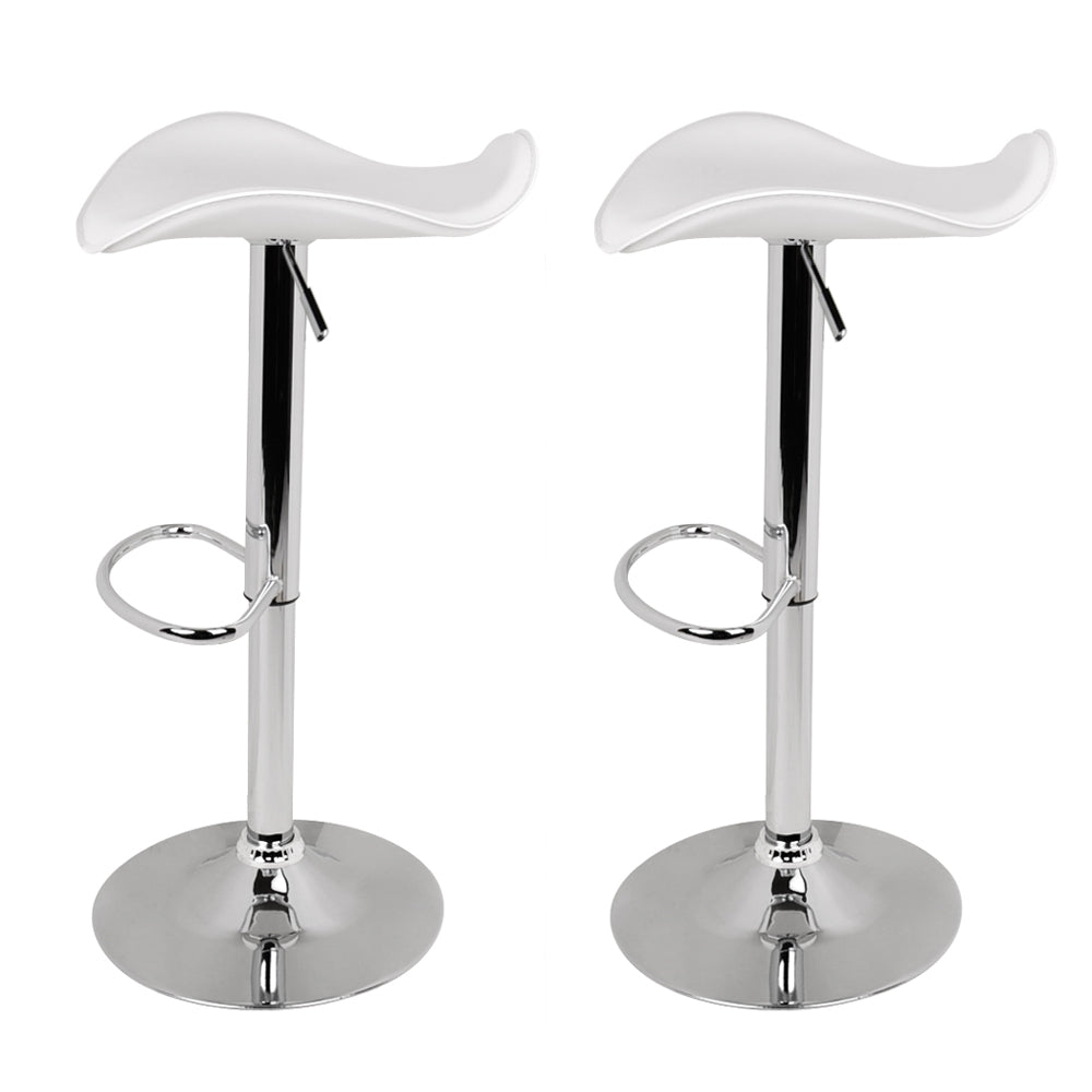 Marlook 2x Bar Stools Leather Gas Lift Chair White
