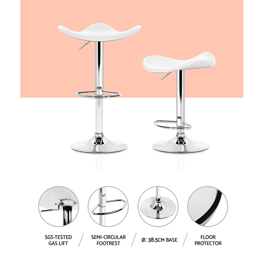 Marlook 2x Bar Stools Leather Gas Lift Chair White