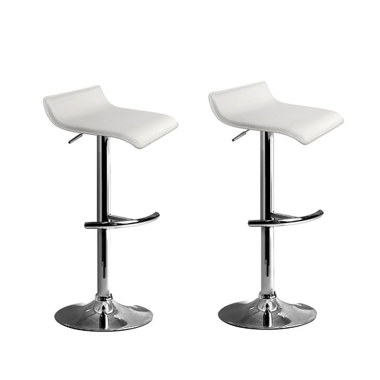 Marlook 2x Bar Stools Adjustable Gas Lift Chairs White