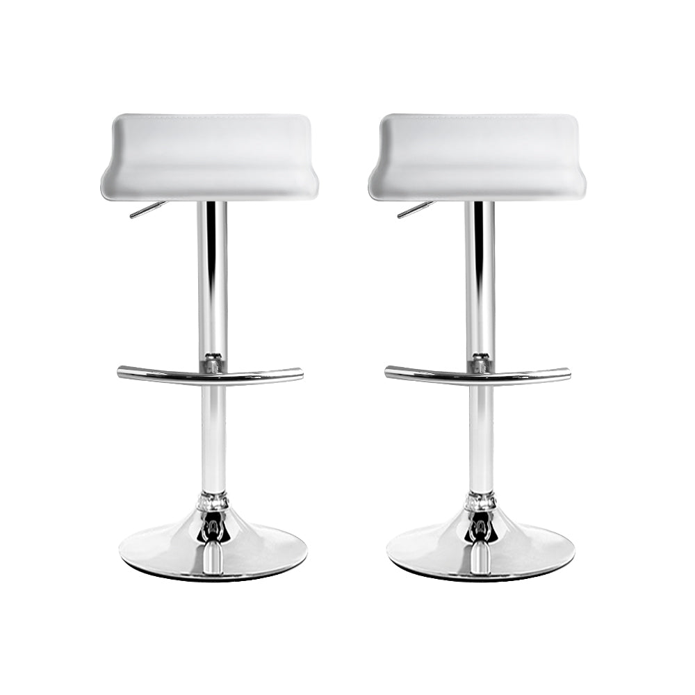 Marlook 2x Bar Stools Adjustable Gas Lift Chairs White