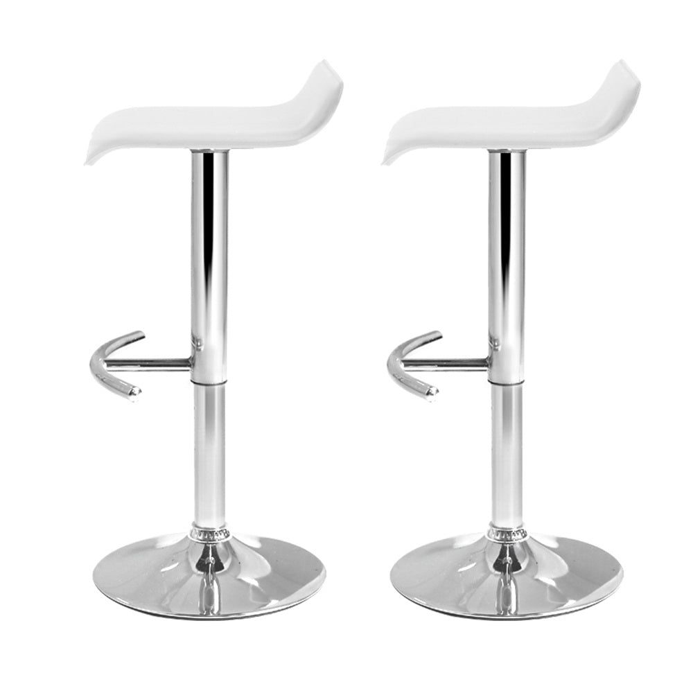 Marlook 2x Bar Stools Adjustable Gas Lift Chairs White