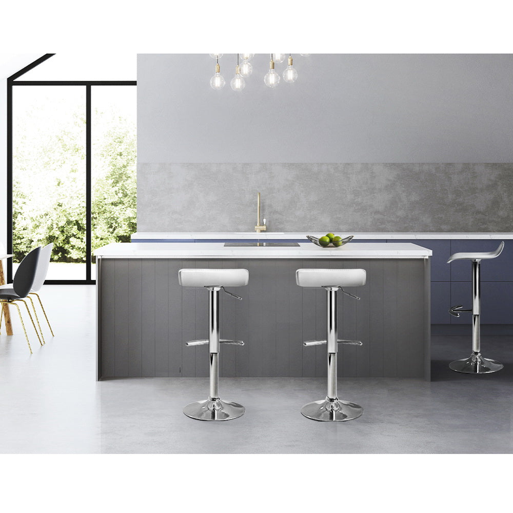Marlook 2x Bar Stools Adjustable Gas Lift Chairs White
