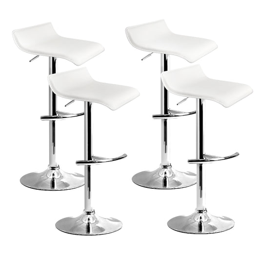Marlook 4x Bar Stools Adjustable Gas Lift Chairs White