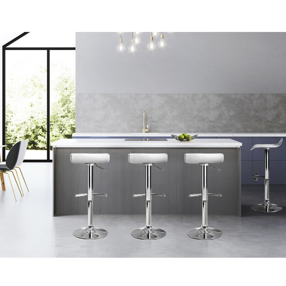 Marlook 4x Bar Stools Adjustable Gas Lift Chairs White