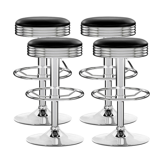 Marlook 4x Bar Stools Leather Padded Gas Lift Silver