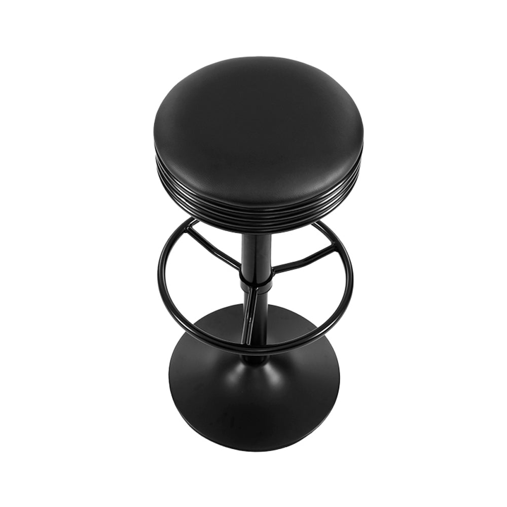 Marlook 2x Bar Stools Leather Padded Gas Lift Black