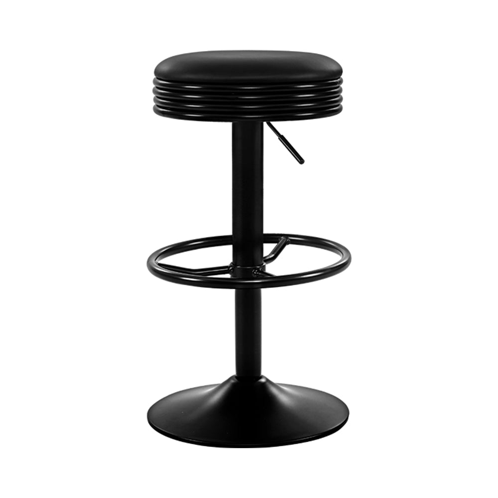 Marlook 2x Bar Stools Leather Padded Gas Lift Black