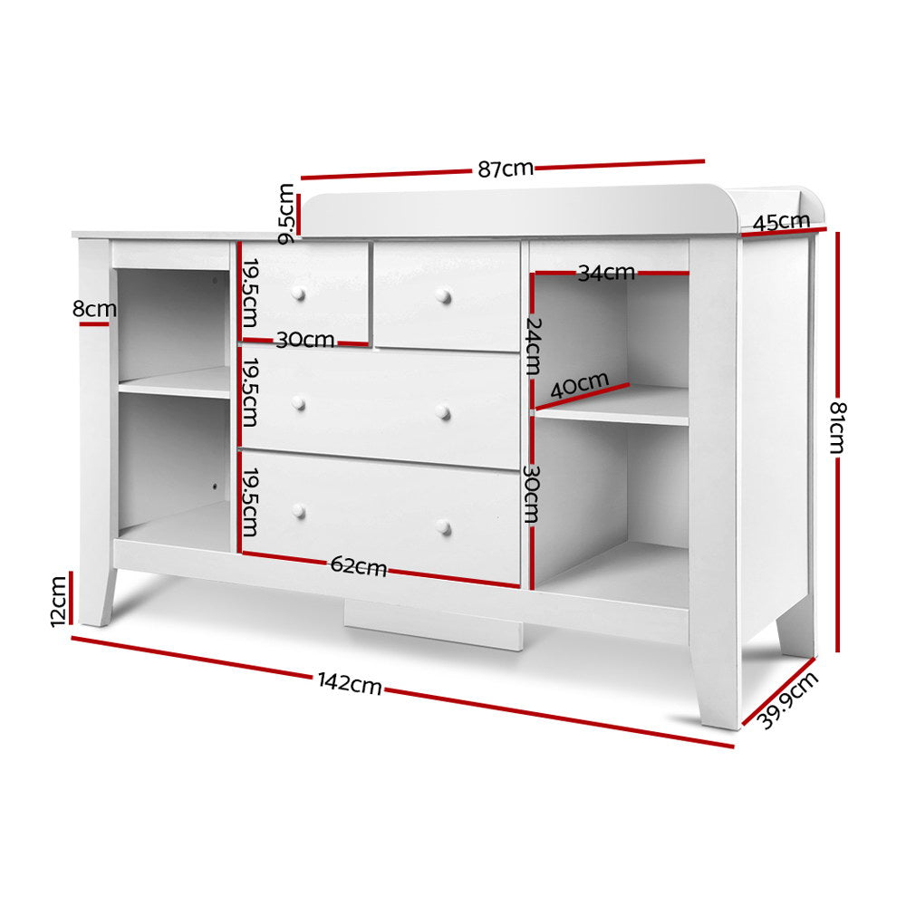 Marlook Baby Changing Table Diaper Station Drawers Chest Cabinet Nursery Furniture