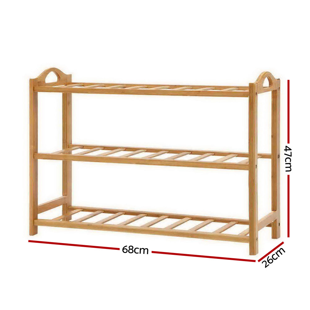 Marlook Shoe Rack Bamboo Shoe Storage 3-tier 9 Pairs