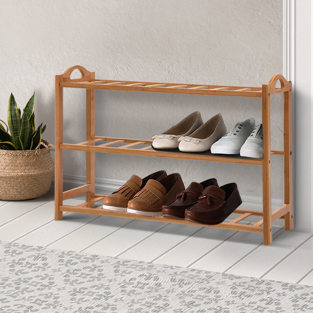 Marlook Shoe Rack Bamboo Shoe Storage 3-tier 9 Pairs