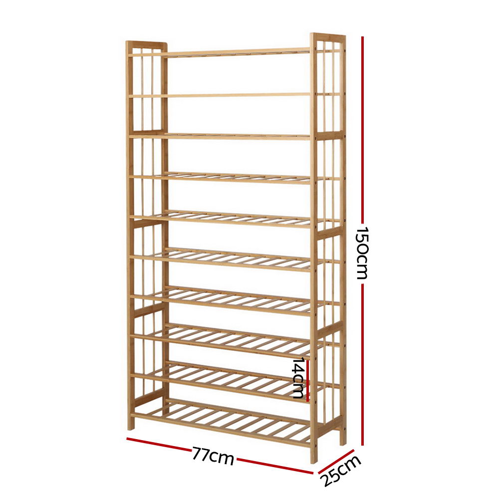 Marlook Shoe Rack Cabinet Bamboo 10-tier 50 Pairs