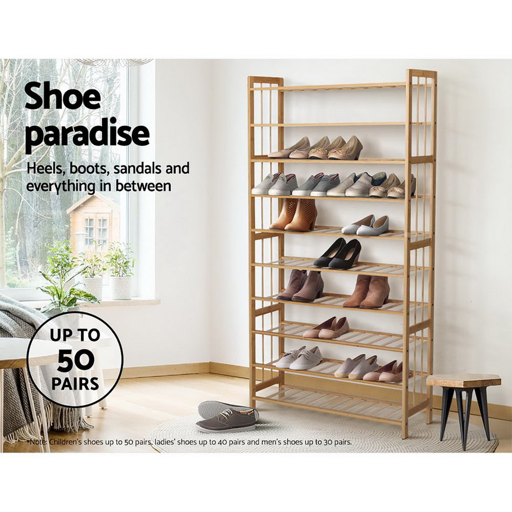 Marlook Shoe Rack Cabinet Bamboo 10-tier 50 Pairs