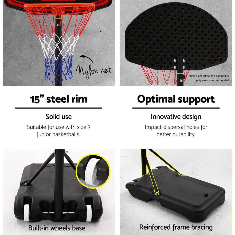 Marlook 2.1M Basketball Hoop Stand System Adjustable Portable Pro Kids Black