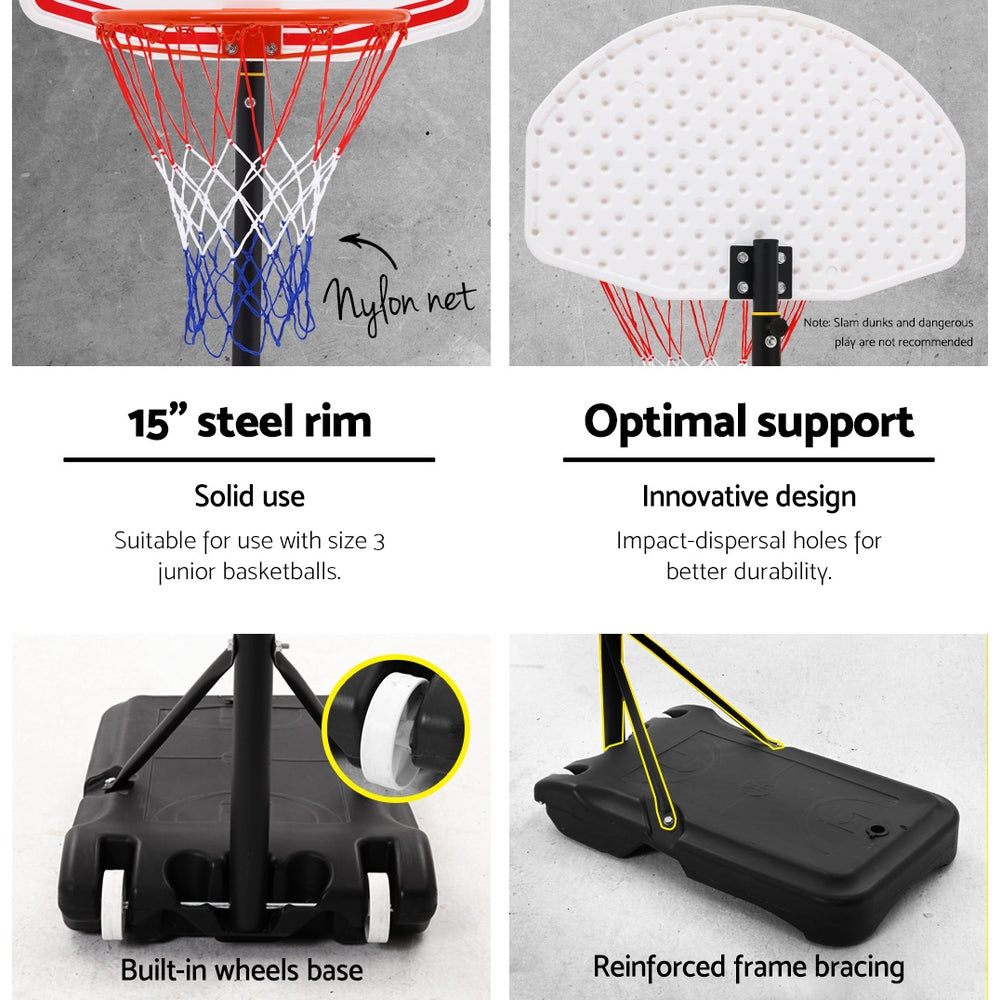 Marlook 2.1M Basketball Hoop Stand System Adjustable Portable Pro Kids White