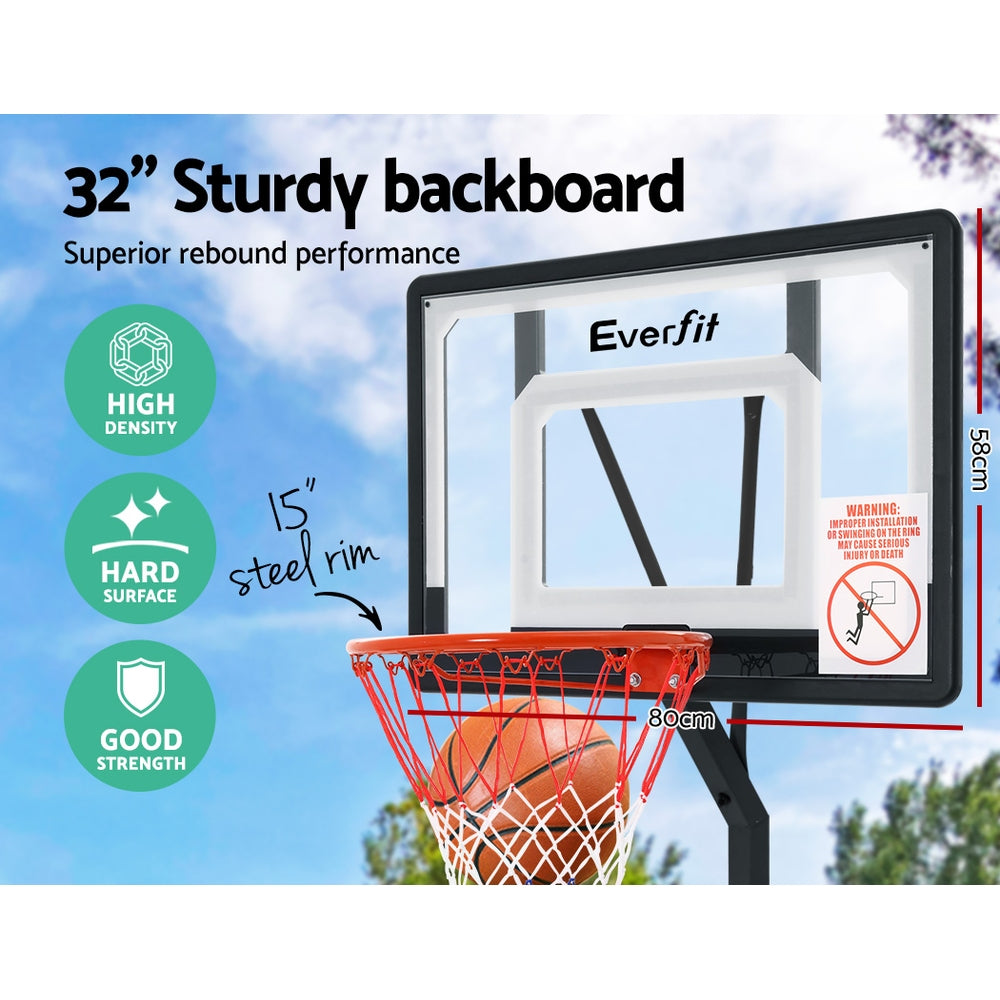 Marlook 2.6M Basketball Hoop Stand System Adjustable Portable Pro Kids Clear