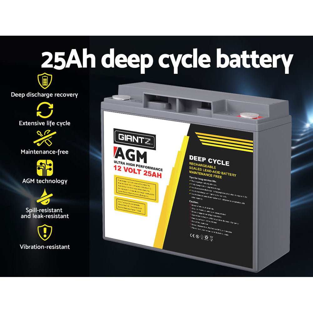 Marlook AGM Deep Cycle Battery 12V 25Ah Box Portable Solar Marlook Camping