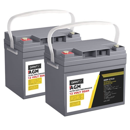 Marlook AGM Deep Cycle Battery 12V 50Ah x2 Box Portable Solar Marlook Camping