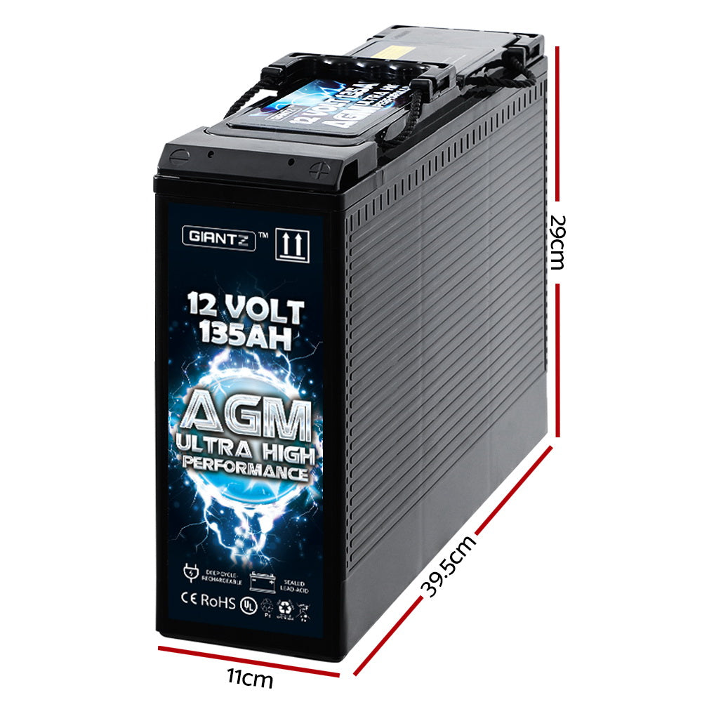 Marlook AGM Deep Cycle Battery 12V 135Ah Slim Box Portable Solar Marlook Camping