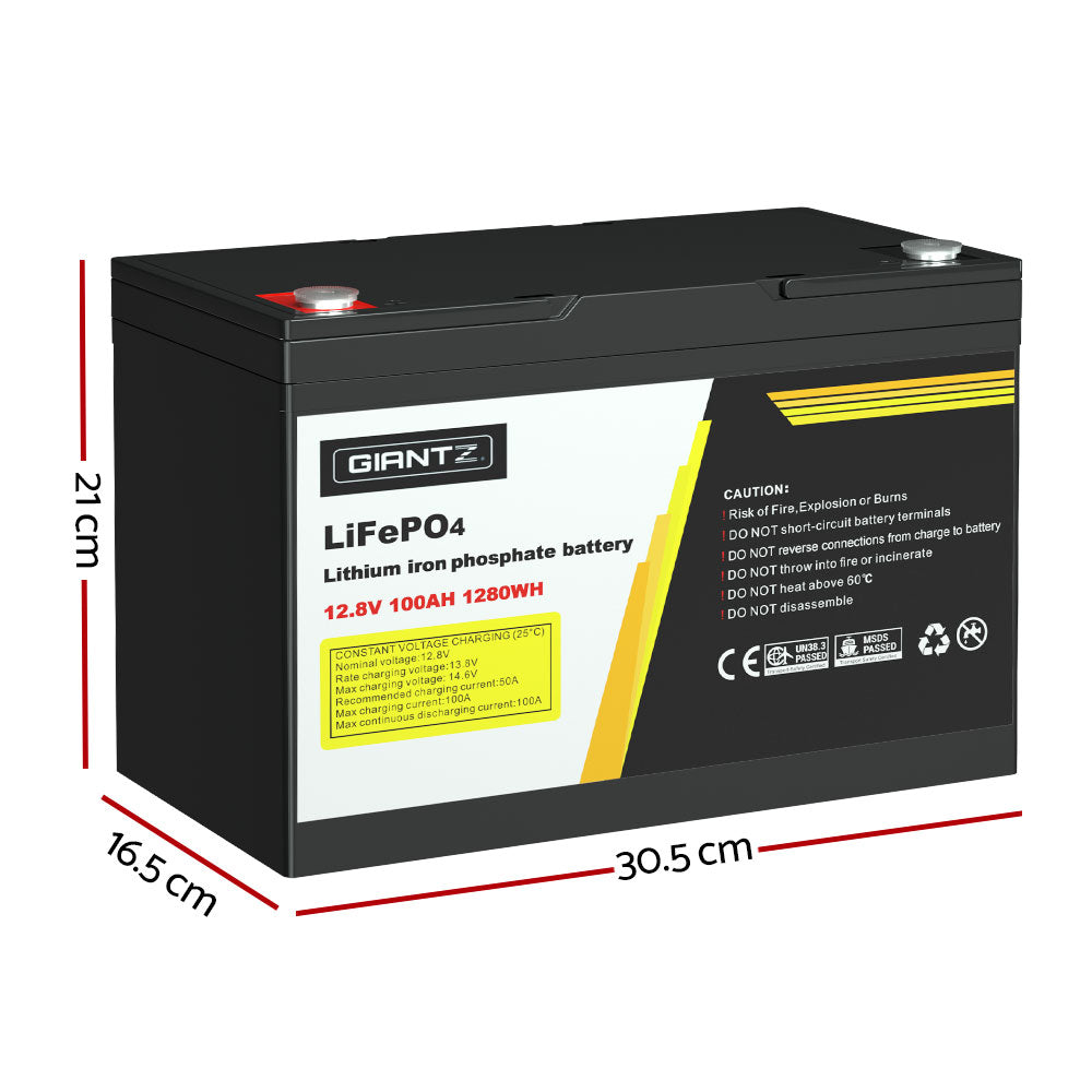 Marlook 12V 100Ah Lithium Battery LiFePO4 Deep Cycle Box Solar Marlook Camping