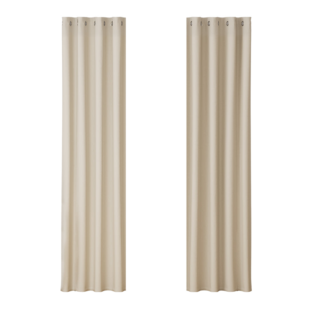 Marlook 2X Blockout Curtains Eyelet 140x230cm Beige
