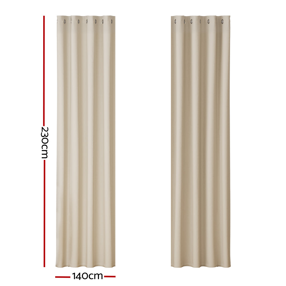 Marlook 2X Blockout Curtains Eyelet 140x230cm Beige