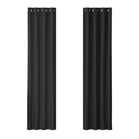 Marlook 2X Blockout Curtains Eyelet 140x230cm Black