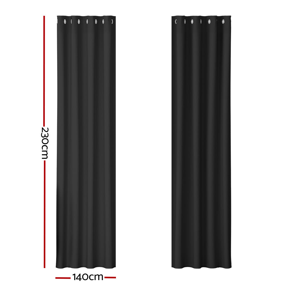 Marlook 2X Blockout Curtains Eyelet 140x230cm Black