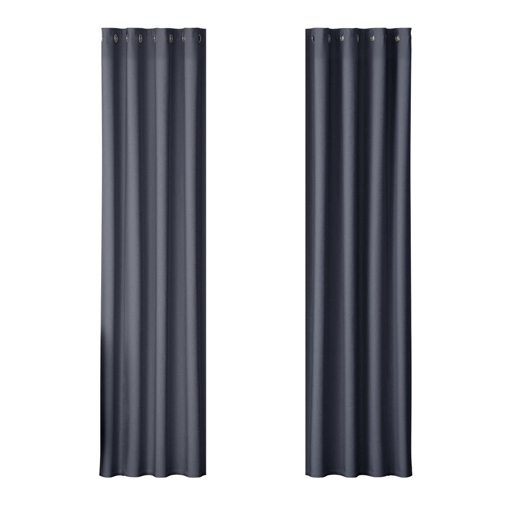 Marlook 2X Blockout Curtains Eyelet 140x230cm Charcoal