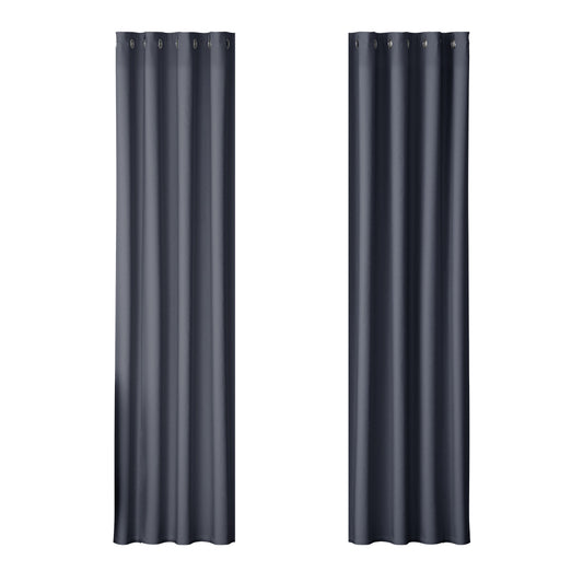Marlook 2X Blockout Curtains Eyelet 140x230cm Charcoal