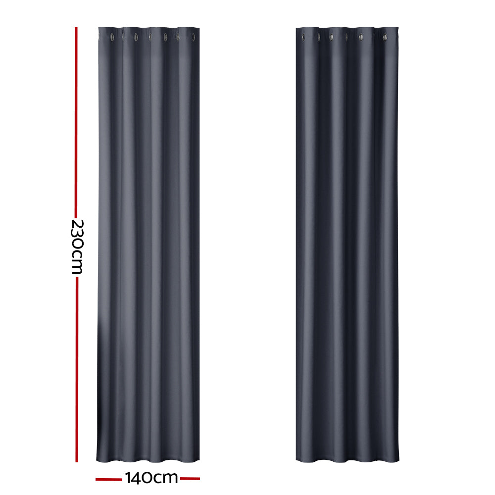 Marlook 2X Blockout Curtains Eyelet 140x230cm Charcoal