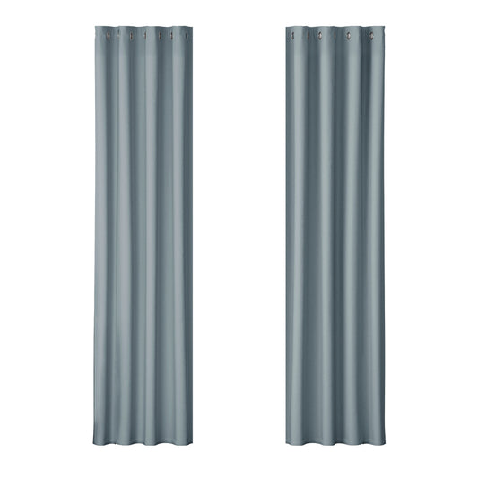 Marlook 2X Blockout Curtains Eyelet 140x230cm Grey
