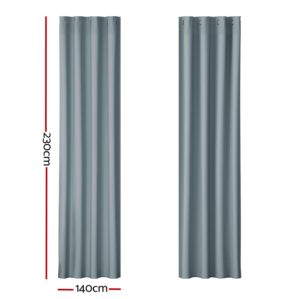 Marlook 2X Blockout Curtains Eyelet 140x230cm Grey