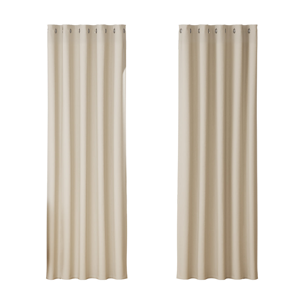 Marlook 2X Blockout Curtains Eyelet 180x213cm Beige
