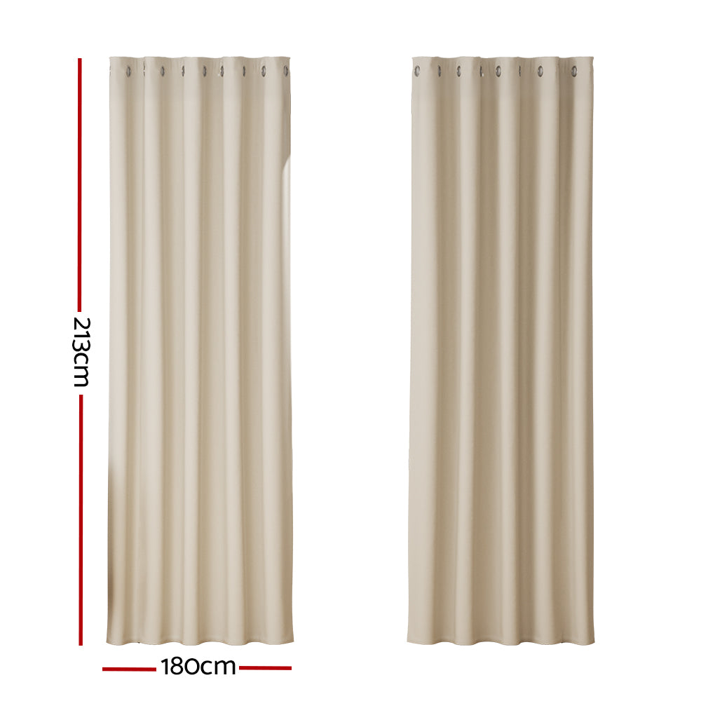 Marlook 2X Blockout Curtains Eyelet 180x213cm Beige