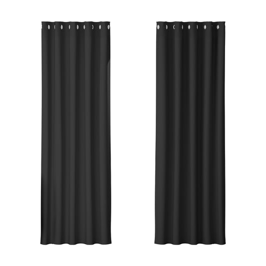 Marlook 2X Blockout Curtains Eyelet 180x213cm Black