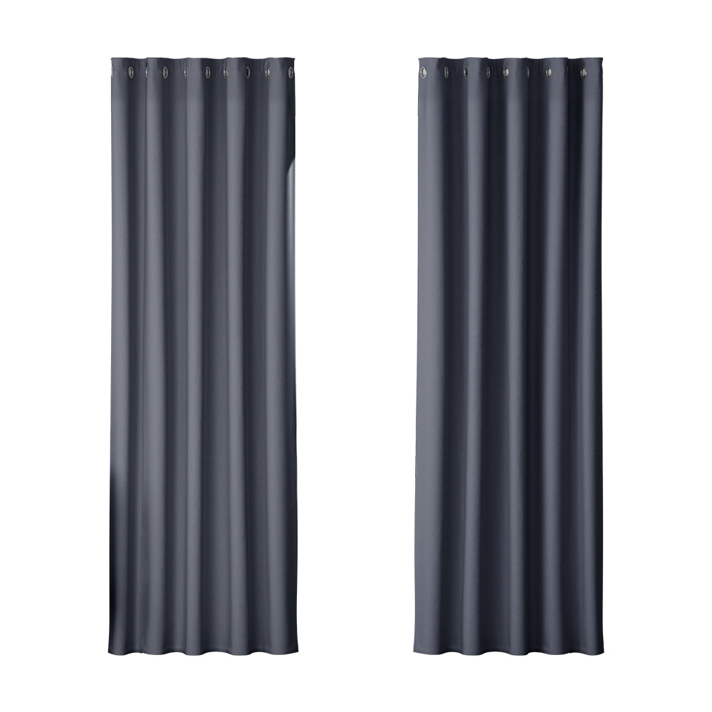 Marlook 2X Blockout Curtains Eyelet 180x213cm Charcoal