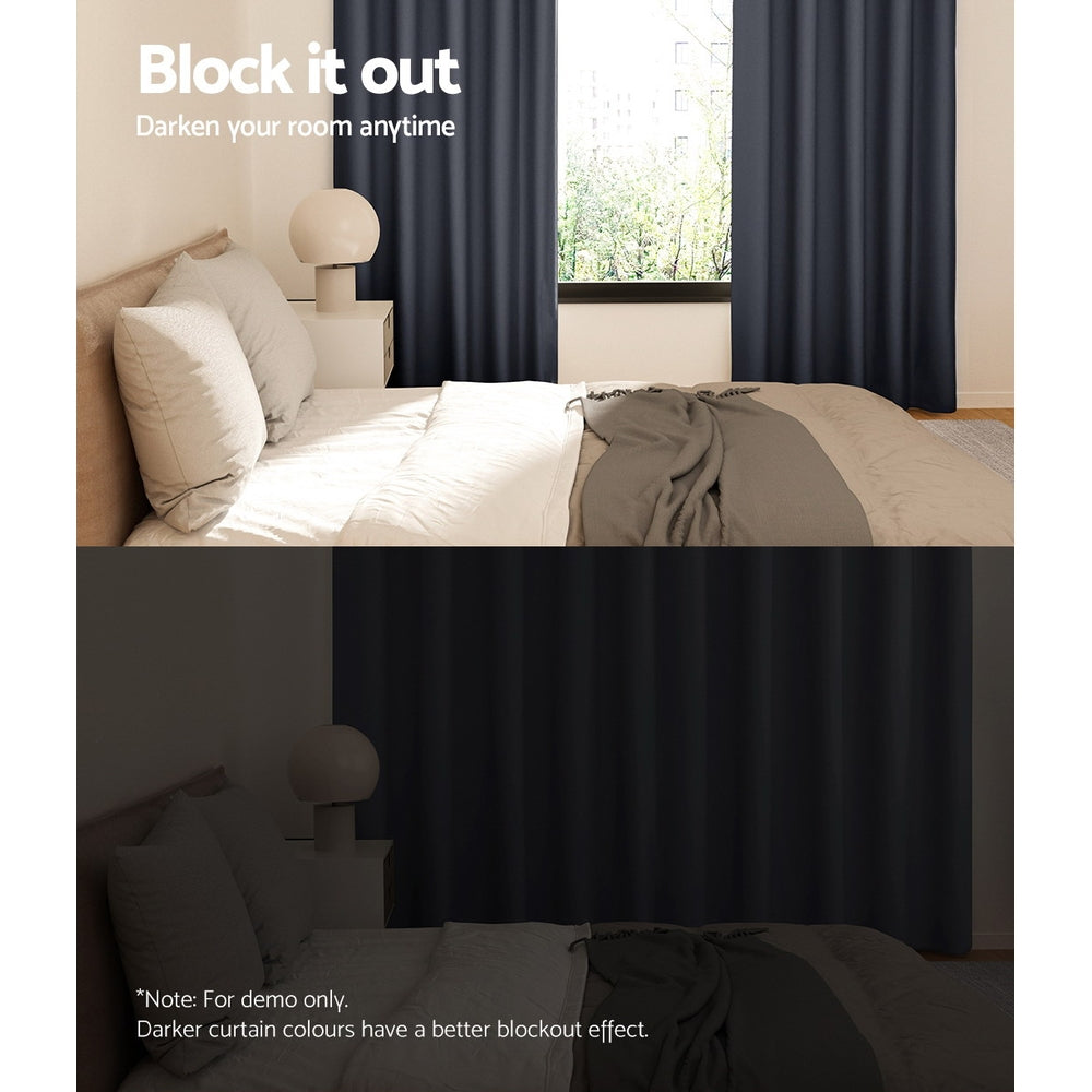 Marlook 2X Blockout Curtains Eyelet 180x213cm Charcoal