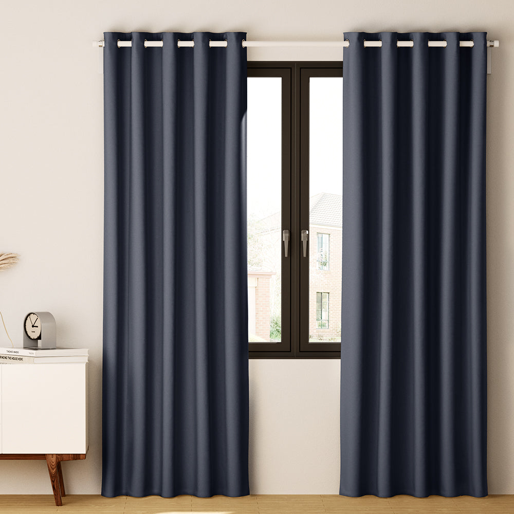 Marlook 2X Blockout Curtains Eyelet 180x213cm Charcoal