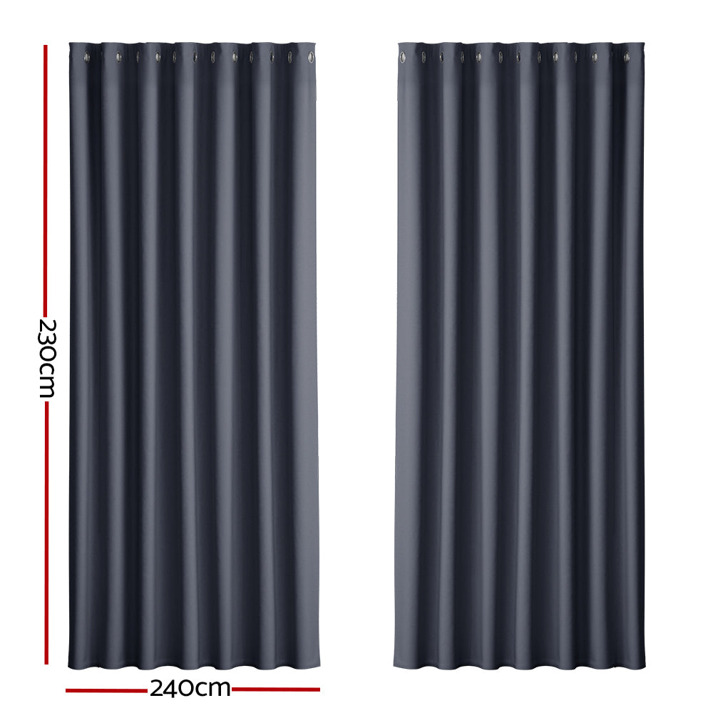 Marlook 2X Blockout Curtains Eyelet 240x230cm Charcoal